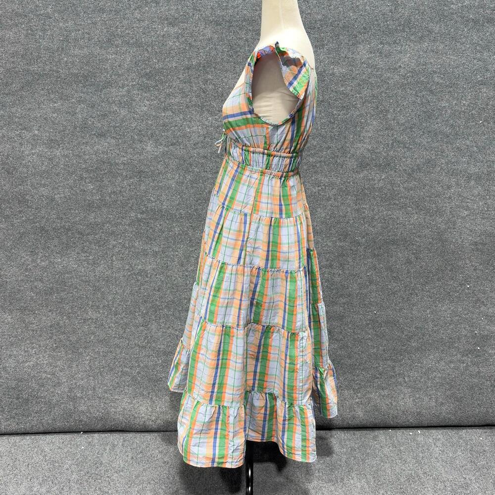 Kate Spade New York Dress Womens XS Blue Multicolor Plaid Flutter Maxi Sundress - Picture 4 of 15